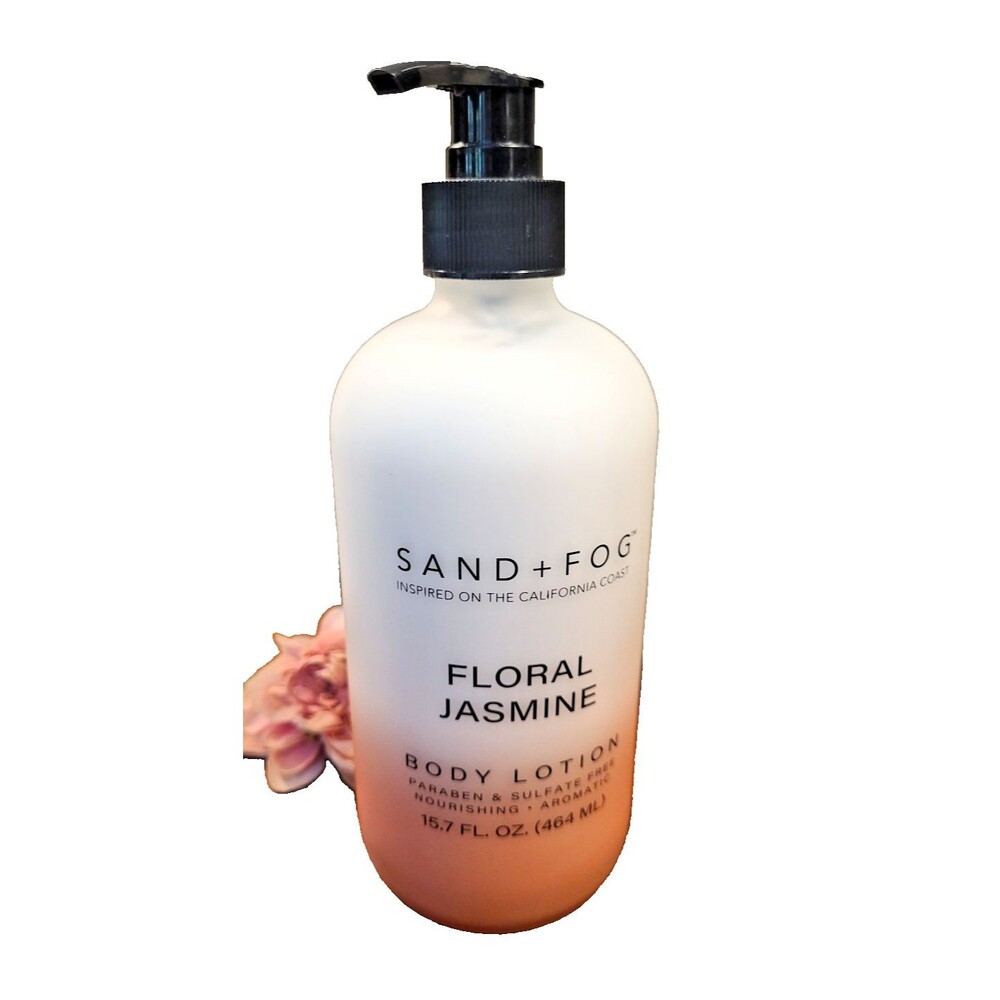 Sand + Fog Floral Jasmine Pump Bottle BODY LOTION 15.7 fl oz New In Glass Jar